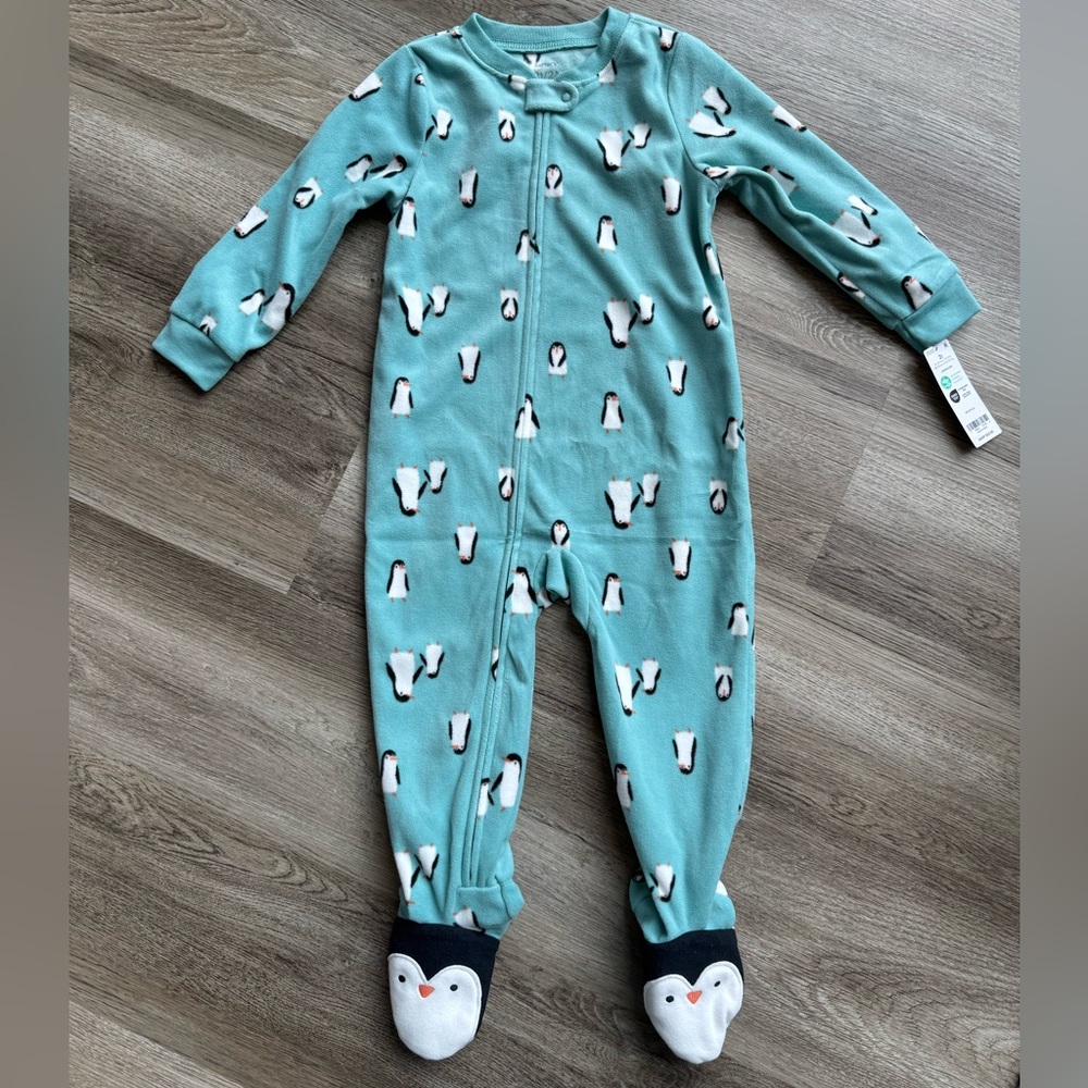 Carter's 2T Teal Penguin Footie Pajamas